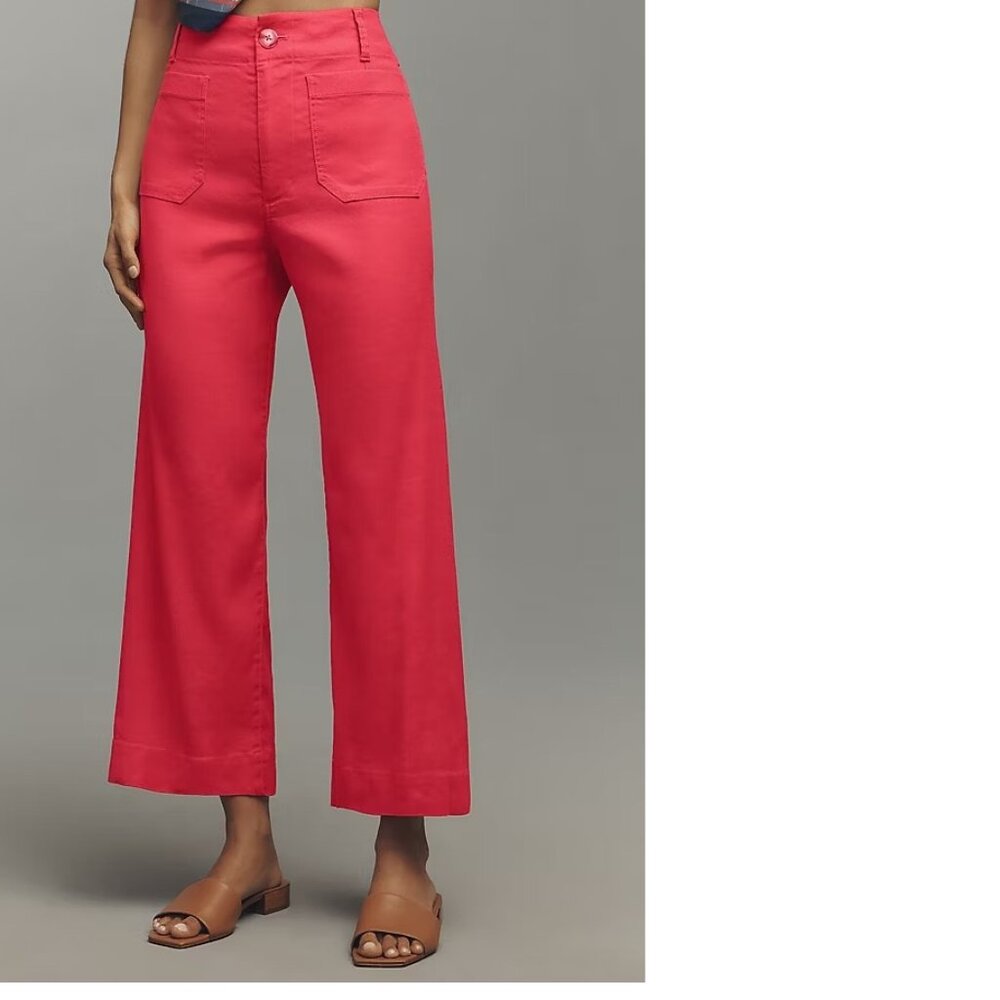 Anthropologie The Colette Linen Blend Crop Wide-Leg Pants by Maeve 32 new - Picture 2 of 7